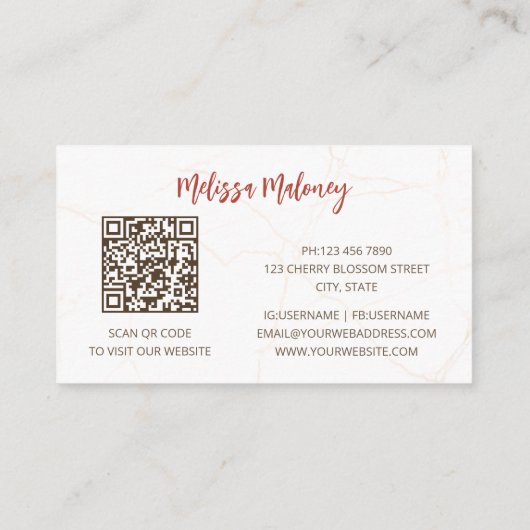 QR-code | Waterverf Boho Tropische Bloemen Visitekaartje (Achterkant)