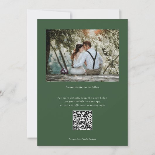 QR code waterverf botanisch gebladerte Trouwfoto Save The Date (Achterkant)