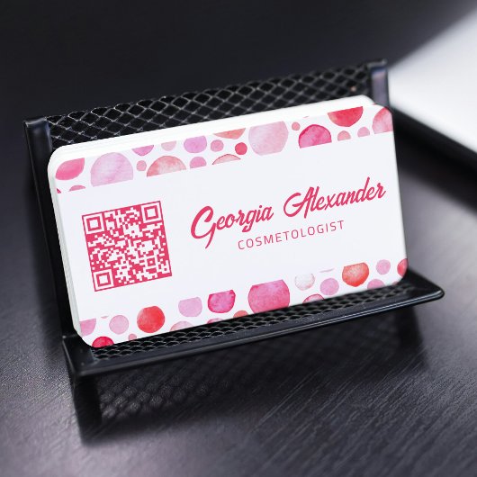 QR Code Waterverf Cosmetoloog Schoonheid Visitekaartje