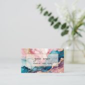 Qr Code waterverf en iriserende roze blush Visitekaartje (Staand voorkant)
