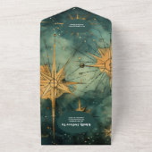 QR Code  Waterverf Hemelse bruiloft All In One Uitnodiging (Buitenkant)