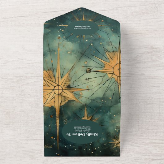 QR Code Waterverf Hemelse bruiloft All In One Uitnodiging (Buitenkant)