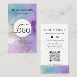 QR Code Waterverf juwelier Logo Tagline verticaal Visitekaartje
