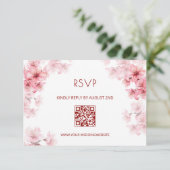 QR-code | Waterverf Kersenbloesem RSVP Informatiekaartje (Staand voorkant)