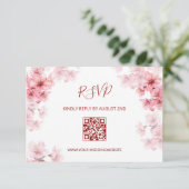 QR-code | Waterverf Kersenbloesem RSVP Informatiekaartje (Staand voorkant)