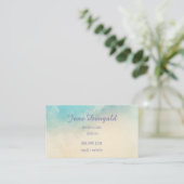 QR Code Waterverf Pastel Blauw Roze Aangepast Visitekaartje (Staand voorkant)
