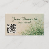 QR Code Waterverf Pastel Botanische Groenelementen Visitekaartje (Achterkant)