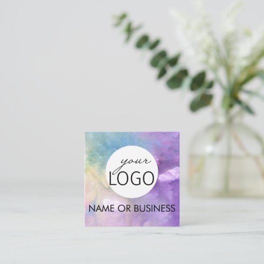 QR Code Waterverf Professional Logo Square Vierkante Visitekaartje (Staand voorkant)