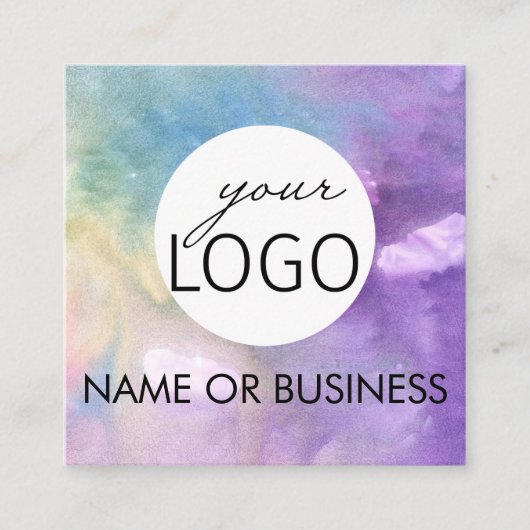 QR Code Waterverf Professional Logo Square Vierkante Visitekaartje (Voorkant)