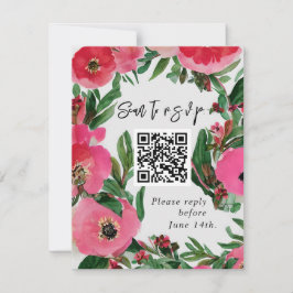 QR Code Waterverf Roze Anemone Weddenschap RSVP