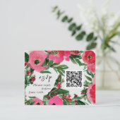 QR Code Waterverf Roze Anemone Weddenschap RSVP (Staand voorkant)