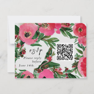 QR Code Waterverf Roze Anemone Weddenschap RSVP