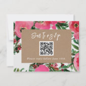 QR Code Waterverf Roze Anemone Weddenschap RSVP (Voorkant)