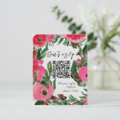 QR Code Waterverf Roze Anemone Weddenschap RSVP Kaartje (Staand voorkant)