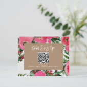 QR Code Waterverf Roze Anemone Weddenschap RSVP Kaartje (Staand voorkant)