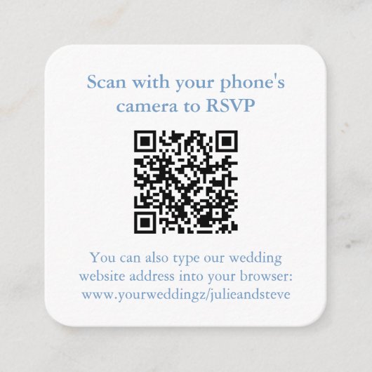 QR Code Waterverf Roze Blauw Bruiloft RSVP Informatiekaartje (Voorkant)