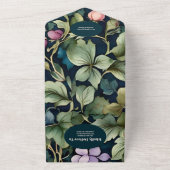 QR Code Waterverf Roze Pioen Art Nouveau Bruiloft All In One Uitnodiging (Buitenkant)