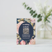 QR Code Waterverf Roze Pioen Art Nouveau Bruiloft Informatiekaartje (Staand voorkant)