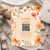 qr code Waterverf Roze Sinaasappel Wildflowers Bru Informatiekaartje