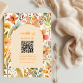 qr code Waterverf Roze Sinaasappel Wildflowers Bru Informatiekaartje