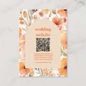 qr code Waterverf Roze Sinaasappel Wildflowers Bru Informatiekaartje (Voorkant)