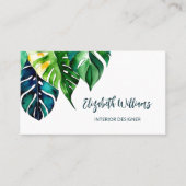 QR-code | Waterverf Tropische bladeren Visitekaartje (Voorkant)
