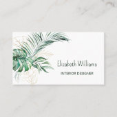 QR-code | Waterverf Tropische bladeren Visitekaartje (Voorkant)