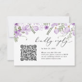 QR-code Waterverf van lavender Floral Wedding RSVP (Voorkant)