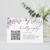 QR-code Waterverf van lavender Floral Wedding RSVP (Staand voorkant)