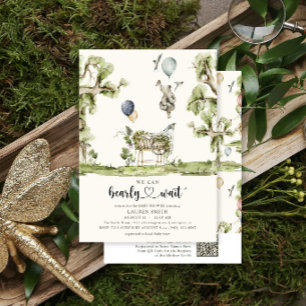 QR Code We Can Bearly Wait Bos Baby Shower Kaart