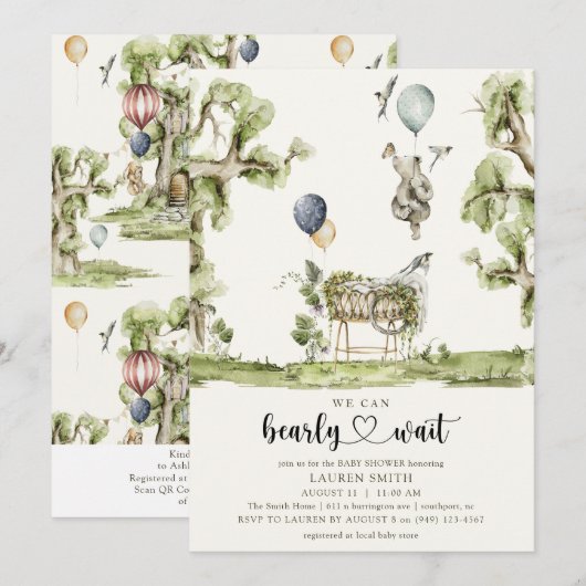 QR-code We kunnen bijna wachten op Woodland Baby s Kaart (Voorkant / Achterkant)