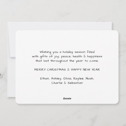 QR-code We wensen je een vrolijke kerst 5 foto Feestdagenkaart (Achterkant)