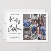 QR-code We wensen u een vrolijke moderne kerstfoto Feestdagenkaart (Voorkant)