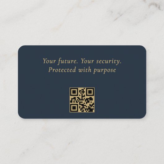 QR Code Wealth Manager Navy Blue Gold Visitekaartje (Achterkant)