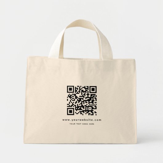 QR Code Website Adres Upload uw Logo Sjabloon Mini Tote Bag (Voorkant)