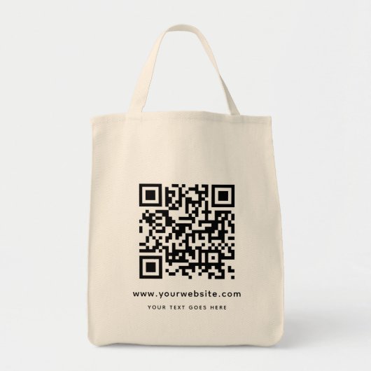 QR Code Website Adres Upload uw Logo Sjabloon Tote Bag (Voorkant)