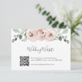 QR Code Website Floral Greenery Dusty Roos Weddens Informatiekaartje (Staand voorkant)