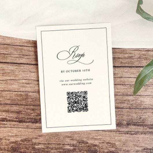 QR Code Website Klassieke Zwart-Wit Trouwen RSVP Informatiekaartje