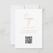 QR-code Website legant minimalistisch script goud RSVP Kaartje (Voorkant)