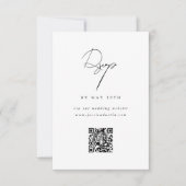 QR-code Website legant minimalistisch script zwart RSVP Kaartje (Voorkant)