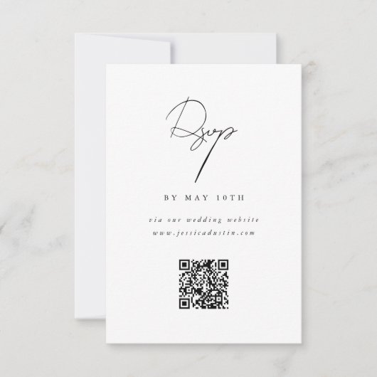 QR-code Website legant minimalistisch script zwart RSVP Kaartje (Voorkant)