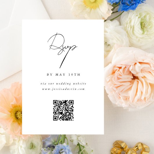 QR-code Website legant minimalistisch script zwart RSVP Kaartje