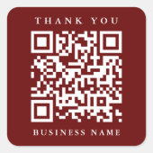 QR Code Website Link Bedankt Business Red Vierkante Sticker (Voorkant)
