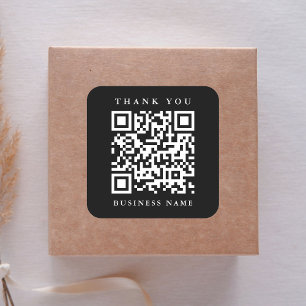 QR-code Website Link Bedankt voor je zakenzwart Vierkante Sticker