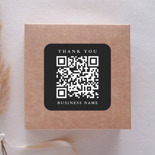 QR-code Website Link Bedankt voor je zakenzwart Vierkante Sticker
