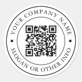 QR-code website link minimale bedrijfsnaam Ronde Sticker (Voorkant)