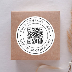 QR-code website link minimale bedrijfsnaam Ronde Sticker