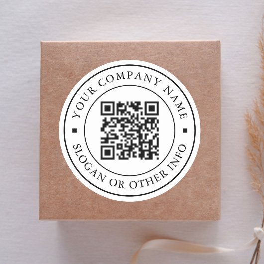 QR-code website link minimale bedrijfsnaam Ronde Sticker