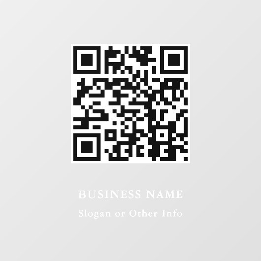 QR Code Website Link White Script Business Raamsticker (Vel)