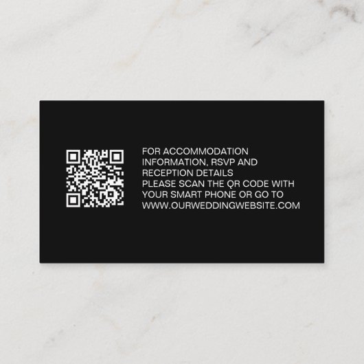 QR code website Minimalistische trouwgegevens kaar Informatiekaartje (Achterkant)